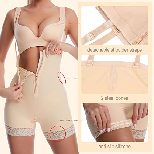Dulchany Butt Lifter Shapewear For Women Tummy Control Fajas Colombianas High Waist Body Shaper Thigh Slimmer Bodysuit Beige #TOP2