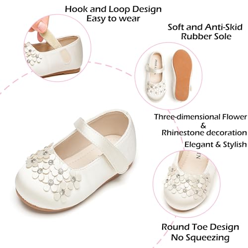 Image of PHIRAMIN Toddler Flower Girl Glitter Dress Shoes Little Girl Ballet Flats Bow Wedding Party