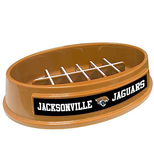 Image of NFL Super-Bowl Jacksonville Jaguars Slow Feeder Dog & Cat Bowl. Football Design for Healthy Digestion. Non-Slip for Large & Small Pets