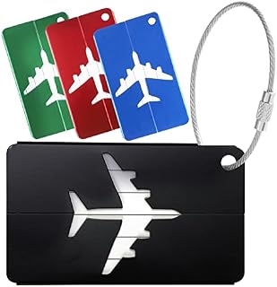 4 sztuki przywieszek do walizki z tabliczką adresową, aluminiowe zawieszki do bagażu, 75 x 45 mm, wodoszczelna walizka z napisem na nazwisko, ze szlufką na drut ze stali nierdzewnej, do walizki, do