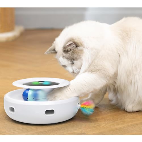 Brinquedo para Gatos, Brinquedos Automáticos 4 em 1 para Gatos de Interior, Bolas de Trilha para Gat