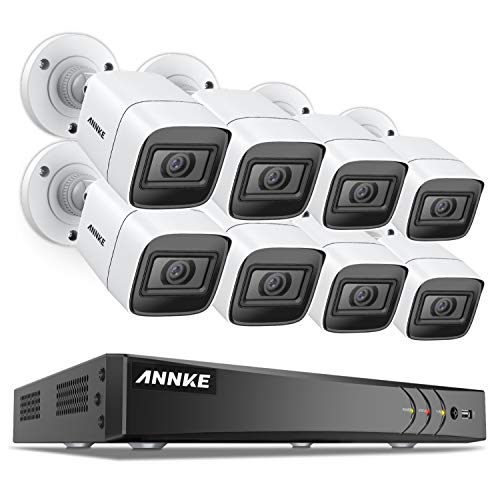 ANNKE 8CH Ultra HD 4K CCTV Camera System H.265 DVR Kit and 8X 4K Outdoor IP67 Weatherproof Camera with EXIR LED IR Night Vision, Email Alert with Snapshots, Smart Search, Remote Access, NO HDD