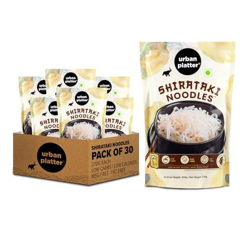 Image of Urban Platter Shirataki Konjac Noodles, 270g, Pack of 30 (Fat-Free, Gluten-Free, Low Carb, Ready to Use)