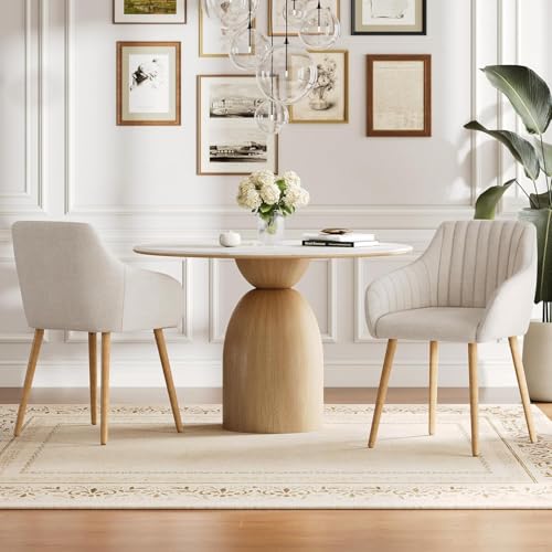 Miniatura 8 de Goeurvant Juego De 6 Sillas De Comedor Beige Con Reposabrazos De Lino, Sillas De Comedor, Silla De Salón, Silla De Cocina