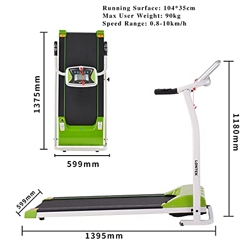 LONTEK 502 Laufband klappbar, 1,5 PS Laufband elektrisch mit 12 Programme, bis 10 km/h, Treadmill mit LCD-Display… – Bild 3