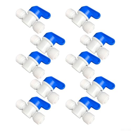 Vanne à bille pour purificateur d'eau - 6,35 mm - Raccord rapide - Pour systèmes d'osmose inverse et ligne de réfrigérateur, matériau en polyoxyméthylène de qualité alimentaire