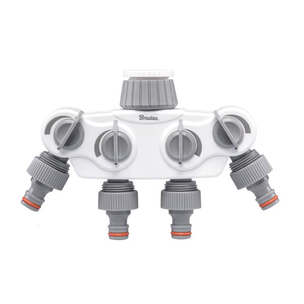 SolaDirect 4-way Manifold with 1 "or 3/4" BSP Tap Connection - Universal Garden Hose Pipe Connectors Fittings Parts Valves Adapters - Hozelock Compatible [WL]