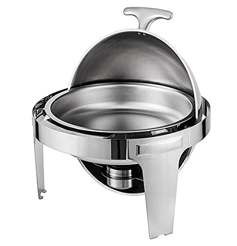 ksamwjf Chafing Dish aus Edelstahl, Chafer Runder Buffetwärmer mit Speisenpfanne, Wasserpfanne, Brennstoffhalter zum…