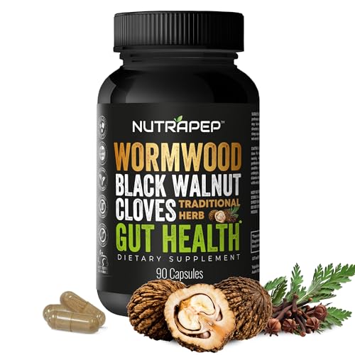 NutraPep Wormwood Black Walnut Clove Capsules - Natural Detox Gut Cleanse - Digestive Health & Intestinal Support - Advanced Wormwood Combination Walnut Herb Extract Supplement for Adults
