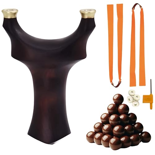 VENTURA SPORT PRO Tirachinas Clásico de Madera + 100 Gramos Munición de Arcilla 9 mm