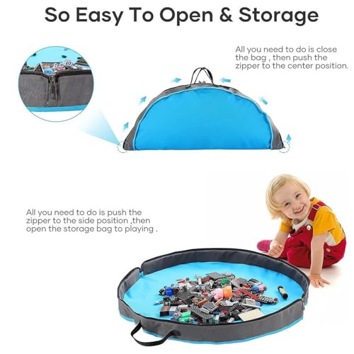 Sac de rangement pour jouets pliable de grande capacité ronde