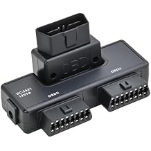 iKKEGOL Pocket OBD2 OBDII Full 16 Pin Male to 2 Female Splitter Converter Adapter 1 to 3 OBD Cable Extension for Diagnostic Tool Extender DC Port Interface Power Supply for All Car Vehicles