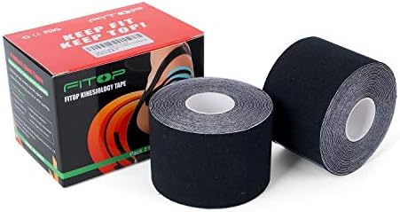 Kinesiology Tape Kinetic for Knee, Shoulder, Elbow and More, Perfect K Athletic Tape for Sports, Recovery and Physio Therapy, 2 Pack Black