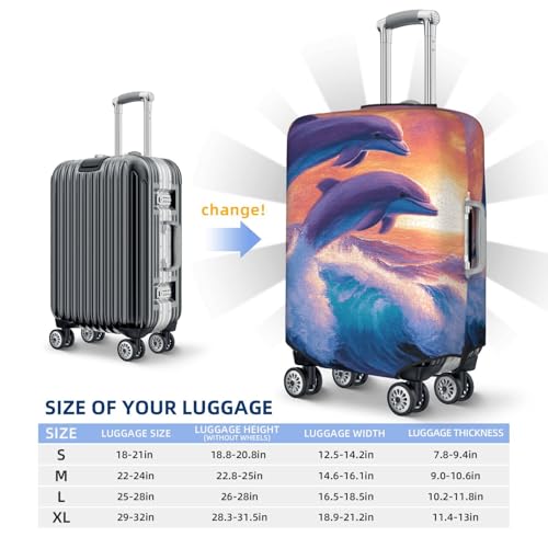 Luggage Cover Washable Elastic Suitcase Covers dolphins art Travel Baggage Cover Fashion Anti-scratch Suitcase Protector Decoraitve Covers Fits 18-32 Inch Luggages Large2