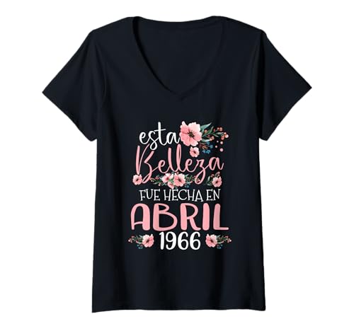 Hecha En Abril 1966 Mujer Regalo 58 Años Cumpleaños Camiseta Cuello V