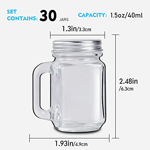 Desiyue 1.5Oz-30 Pack Mini Glass Mason Jars Set With Silver Lids & Handles, Small Favor Jars, Food Storage Containers For Weddings, Decoration, Parties, Diy, Spices, Holiday Crafts #TOP4