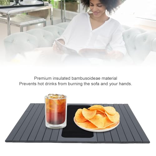 Mesa con almacenamiento para refrigerios y teléfono que estabiliza el brazo del sofá 5