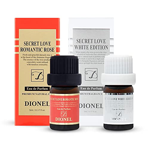 Dionel Secret Love inner perfume fragrance oil for underwear women Long-lasting feminine scent Romantic Rose 5ml(0.17fl.oz) + White Edition 5ml(0.17fl.oz)