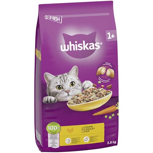 WHISKAS Trockenfutter für ausgewachsene Katzen 3,8kg mit Huhn 2