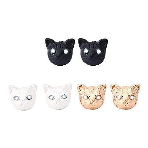 Cat Stud Earrings Cubic Zirconia Earrings for Women, Brass Cover