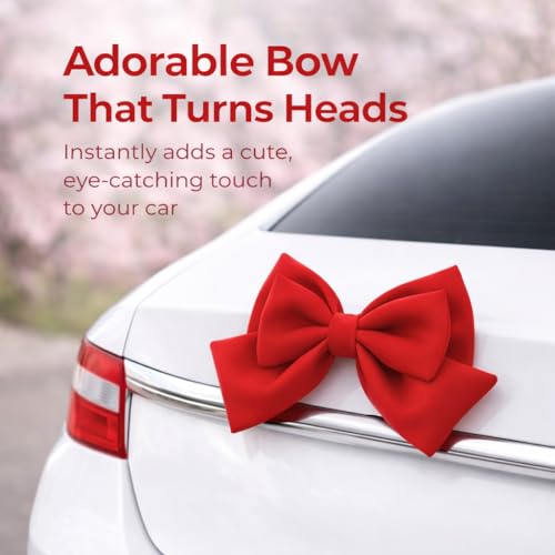 Image of Pink Car Bow for Women Cute Car Exterior Cute Decor for Girls Coquette Decorations for Cars (red)