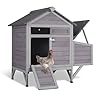 Aivituvin Chicken Coop with Nesting Box and Stand, Outdoor Elevated Hen House Wooden Poultry Coops with Weatherproof Asphalt Roof, Leakproof Pull-Out Tray for 2-3 Chickens, Ducks (Grey-S)