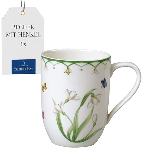 Villeroy & Boch - Colourful Spring Kaffeebecher 340 Ml Weiß/Bunt, Spülmaschinenfest, Mikrowellensicher, Tasse, Becher, Kaffeetasse, Heißgetränkebecher, Tasse Für Kaffee Oder Tee, Premium Porzellan