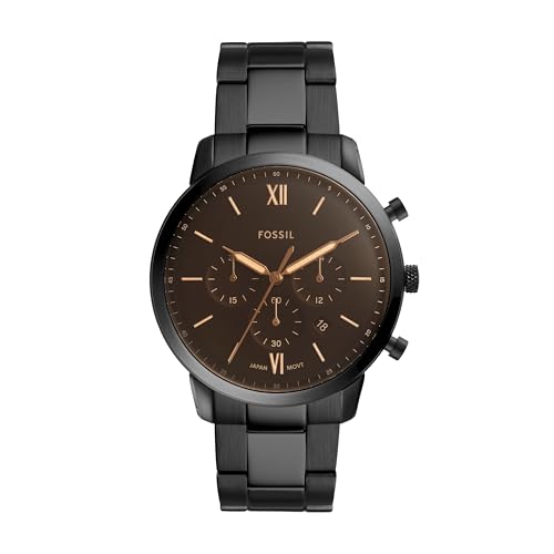 Fossil Men's Watch, Neutra Quartz Stainless Steel Chronograph Watch for Men, Color: Black