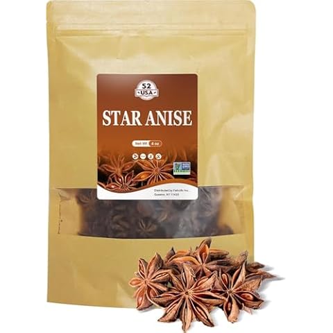 52USA Star Anise Whole, 4 Ounce (Pack of 1), NON-GMO Verified Chinese Star Anise Whole, Dried Star Anise Pods for Tea and baking Cover