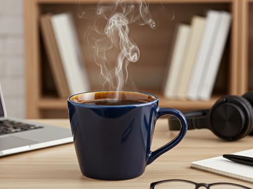 Image of Bodhi House Handcrafted Ceramic Tea Cup Set of 6 Pieces (175 Ml), Stoneware Coffee Mug, Microwave Safe Small Tea Cup, Glossy Finish, Ideal for Daily use, Casual Gatherings and Gifting, Royal Blue