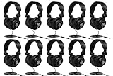 Turnstile Audio TAPH100 All-Purpose Closed-Back Wired Over-Ear Headphones, 50mm Drivers, Bass-Infused Sound, Long Cable & 3.5mm Adapter – Professional DJ, Studio, Recording & Everyday Use (10 Pack)