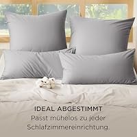 BEDSURE Kissenbezug 80x80 2er Set - 100% Baumwolle Kopfkissenbezug 80x80, Kissenbezüge mit Reißverschluss, Oeko-TEX, Kissenhülle - Weich Atmungsaktiv und Langlebig für Bett Sofa, Hellgrau – Ansicht 5