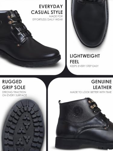Image of Zoom High Ankle Genuine Leather Shoes Boots for Men Formal Casual Branded A-4701 | Men's Ankle Boots With Laces | High Ankle Formal Shoes for Men Leather Boots Branded | 100% Pure Leather