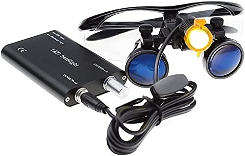 Global 3.5X 420mm Binocular Loupes Optical Glasses + 3W LED Headlight Lamp with Filter + Aluminum Box Black