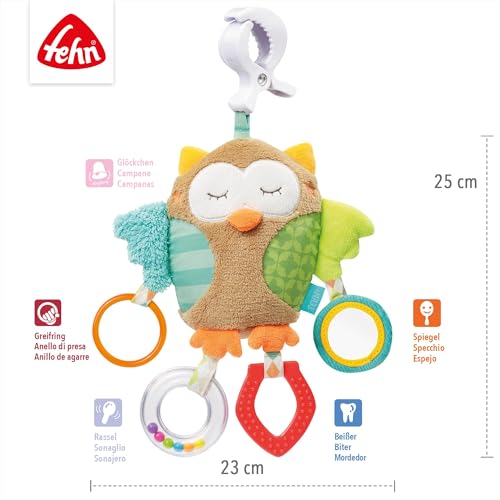 Fehn 071160 Gufo Giocattolo Educativo Con Figure Animali Giocattolo Per L’Attività Motoria, Da Appendere, Per Neonati E Bambini Dalla Nascita In Poi, Dimensioni: 25 Cm - 4