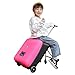 DJLOOKK Valise à roulettes 2-en-1 et Poussette pour bébé, Valise à enfourcher pour Enfants, Sac à Bagages Tendance, Valise d'embarquement pour étudiant, Coffre à Jouets, Lazy Box,Rose