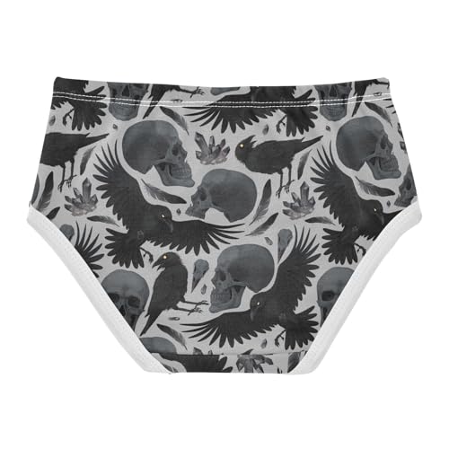 Girls Underwear Soft Cotton Ravens Skulls Kids Panties in Sizes 2/3t, 4t, 5t, 6 and 82