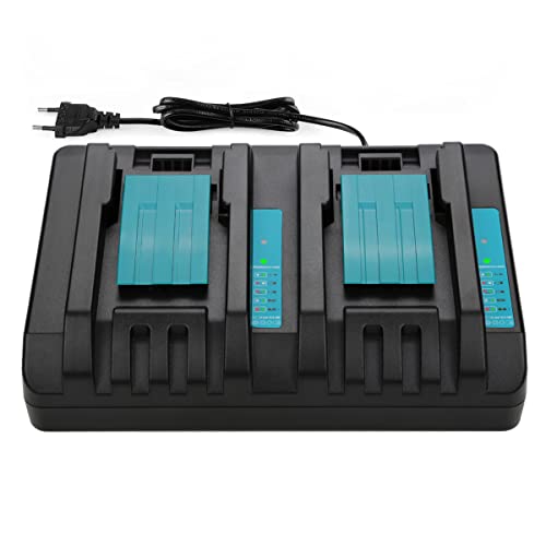 XNJTG Chargeur double port 14,4 V ~ 18 V 4 A pour chargeur rapide Makita DC18RD Makita 18 V Li-ion BL1850 BL1850B BL1840 BL1840B BL1830 BL1415 BL1430 BL1440 Cover