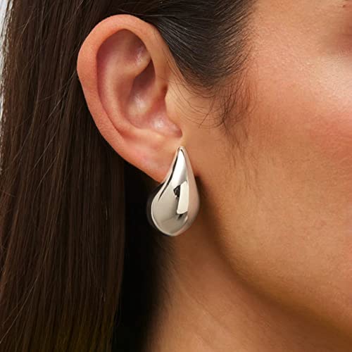 Silver Chunky Waterdrop Earrings For Women Lightweight Hollow Teardrop Earrings Fashion Jewelry Gift #TOP2