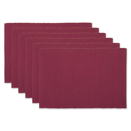 DII Basic Everyday Ribbed Tabletop 100% Cotton, Placemat Set, 13x19, Barn Red, 6 Piece by DII - Used condition - US$7.60