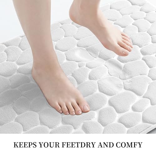 YIHOUSE Memory Foam Bath Mat Cobblestone Bathroom Rugs Super Water Absorbent Bath Mats for Bathroom Machine Washable Bath Rugs(17 x 24,White) - image 4