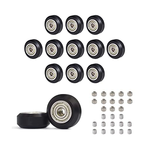iMetrx 13PCS Poleas negras para impresoras 3D+6MM Rodamientos+D5D8H6 Juego de columnas de aluminio,Rodillo de policarbonato POM 625zz para Creality Ender 3/5, Serie CR-10/S