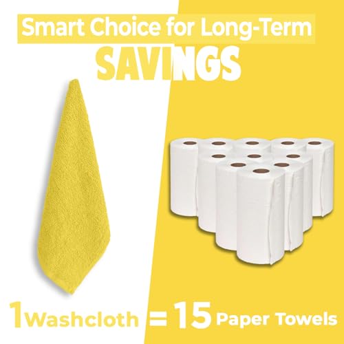 Image of DAN RIVER 24 Pack Wash Cloths for Showering [12x12] - 100% Cotton Washcloths Premium Quality Flannel Face Cloths for Bathroom, Highly Absorbent and Soft Feel Wash Clothes, Yellow