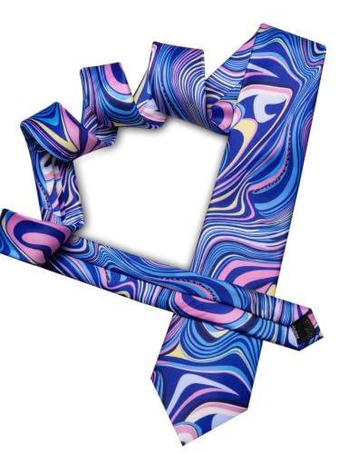 Image of Barry.Wang Designer Mens Tie Sets Silk Necktie Pocket Square Cufflinks