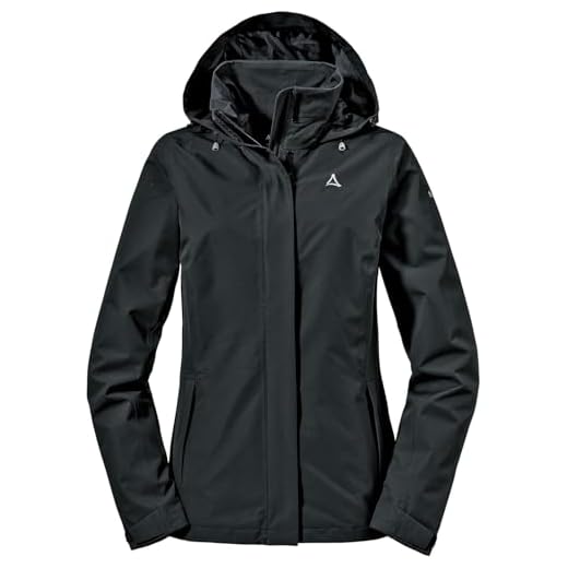 Schöffel Damen Jacket Gmund L, wind- und wasserdichte Regenjacke, atmungsaktive Outdoor Jacke, Wanderjacke mit verstaubarer Kapuze