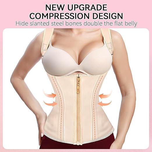Image of Waist Trainer for Women,Corset with Zipper and Hook Tummy Control Girdle Workout Body Shaper With Adjustable