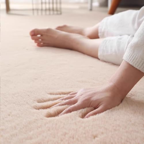 Descente de lit lavable et moelleuse grand format chameau clair - 3