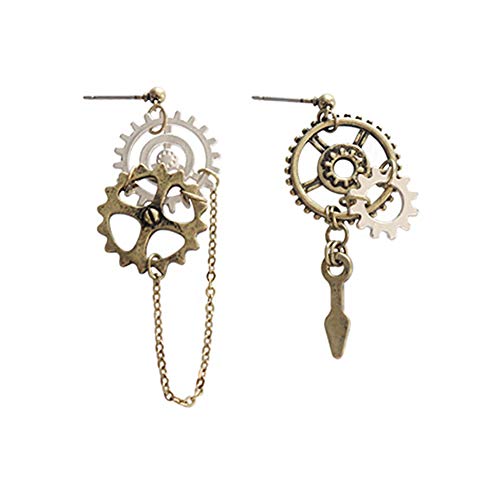 Topdo - Pendientes asimétricos de Cadena Larga, Pendientes con diseño de Estrellas y Estrellas para Estudiantes, Estilo romántico, Regalo de San Valentín, aleación, Estilo 1, 5.6 * 1.8cm
