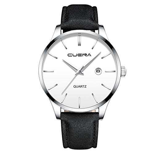 Moda Relojes Hombre Elegante Vestir Barato 2020 Nueva,Cuena Reloj para Hombre con Correa De Cuero para Hombres Reloj De Cuarzo con Tres Ojos Y Seis Piezas con Calendario