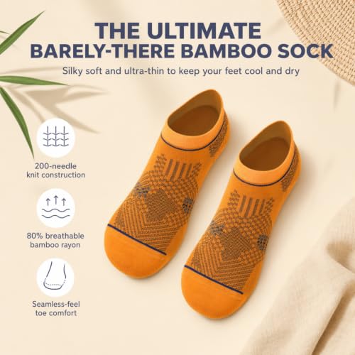 Image of BAMBOOVEN Ankle Socks for Men Women 6 Pack Thin Bamboo Rayon Low Cut Socks | BAMBOOVEN Ankle Socks for Men Women 6 Pack Thin Bamboo Rayon Low Cut Socks, No Slip Cushioned Running Socks with Arch Support